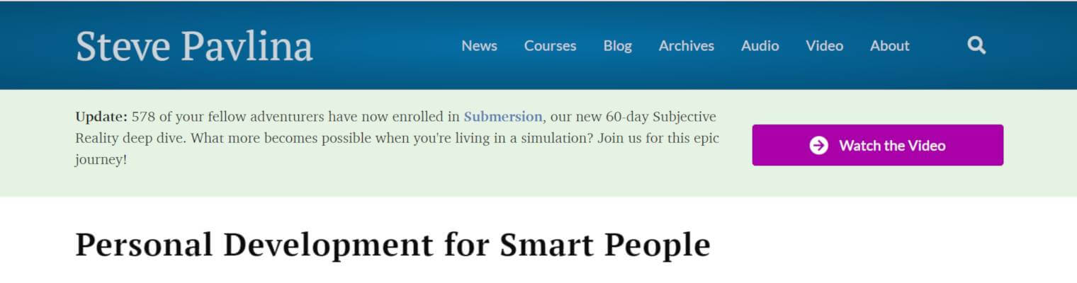 Migliori blog crescita personale Steve Pavlina