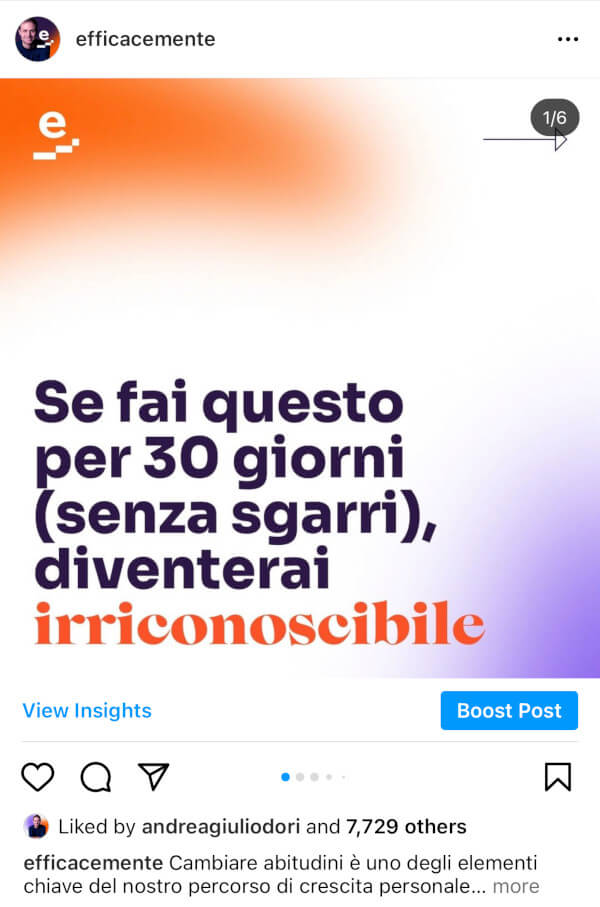 post Instagram EfficaceMente